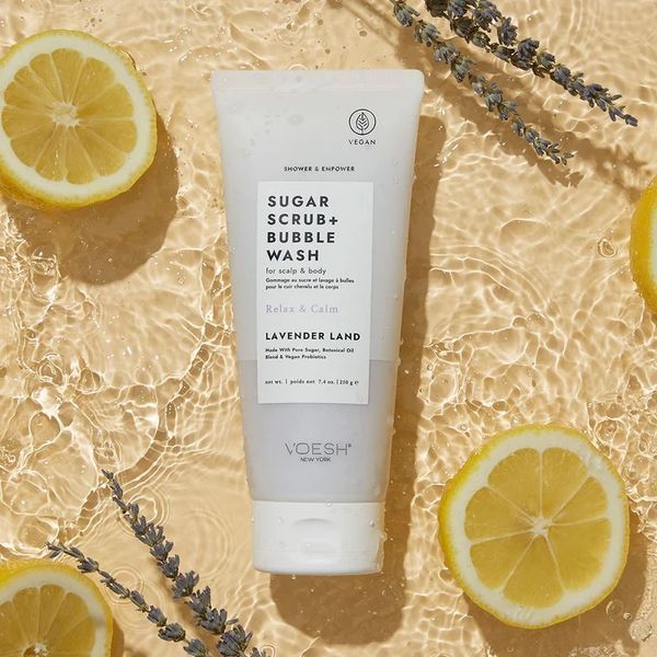 Цукровий скраб для шкіри голови та тіла "Лаванда" Sugar Scrub+Bubble Wash For Scalp and Body Lavender Land VBS107LVR фото